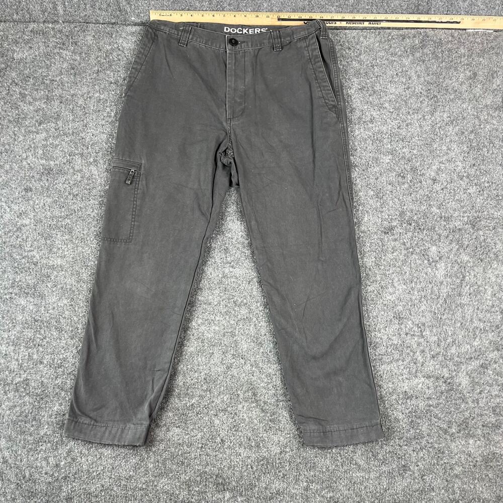 Dockers Pants Mens Size‎ 33x32 Gray Chino Casual Classic Straight Workwear